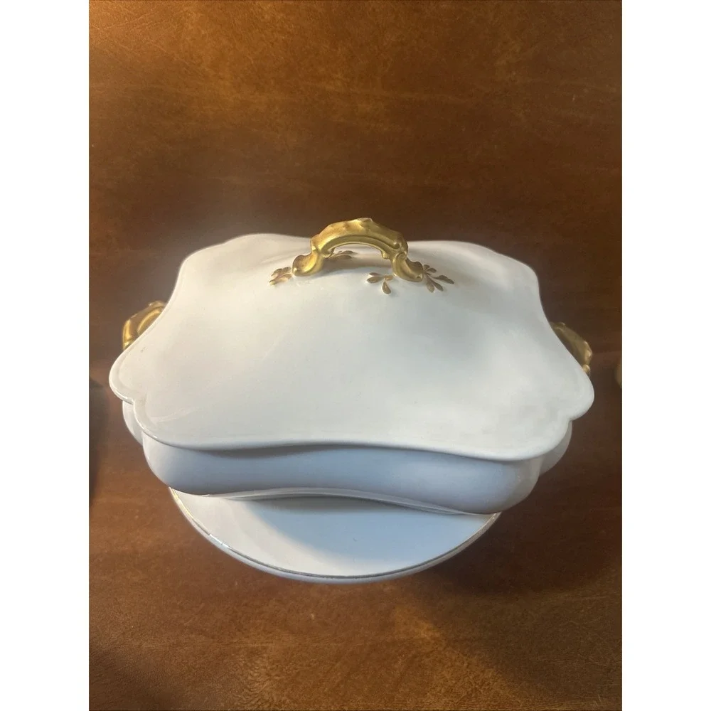 Antique Haviland Limoges H&C France Gold Gilt Lidded Covered Caserole 1890s